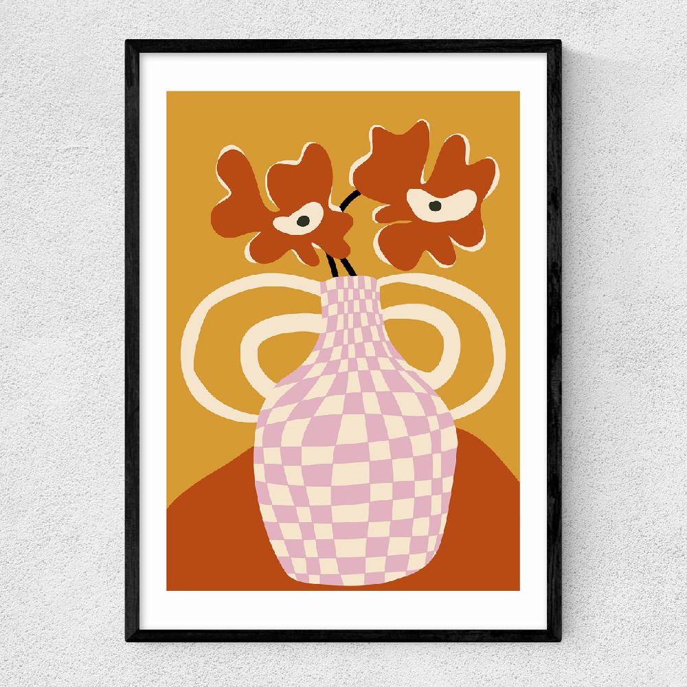 east end prints Checkered Retro Flower Pot