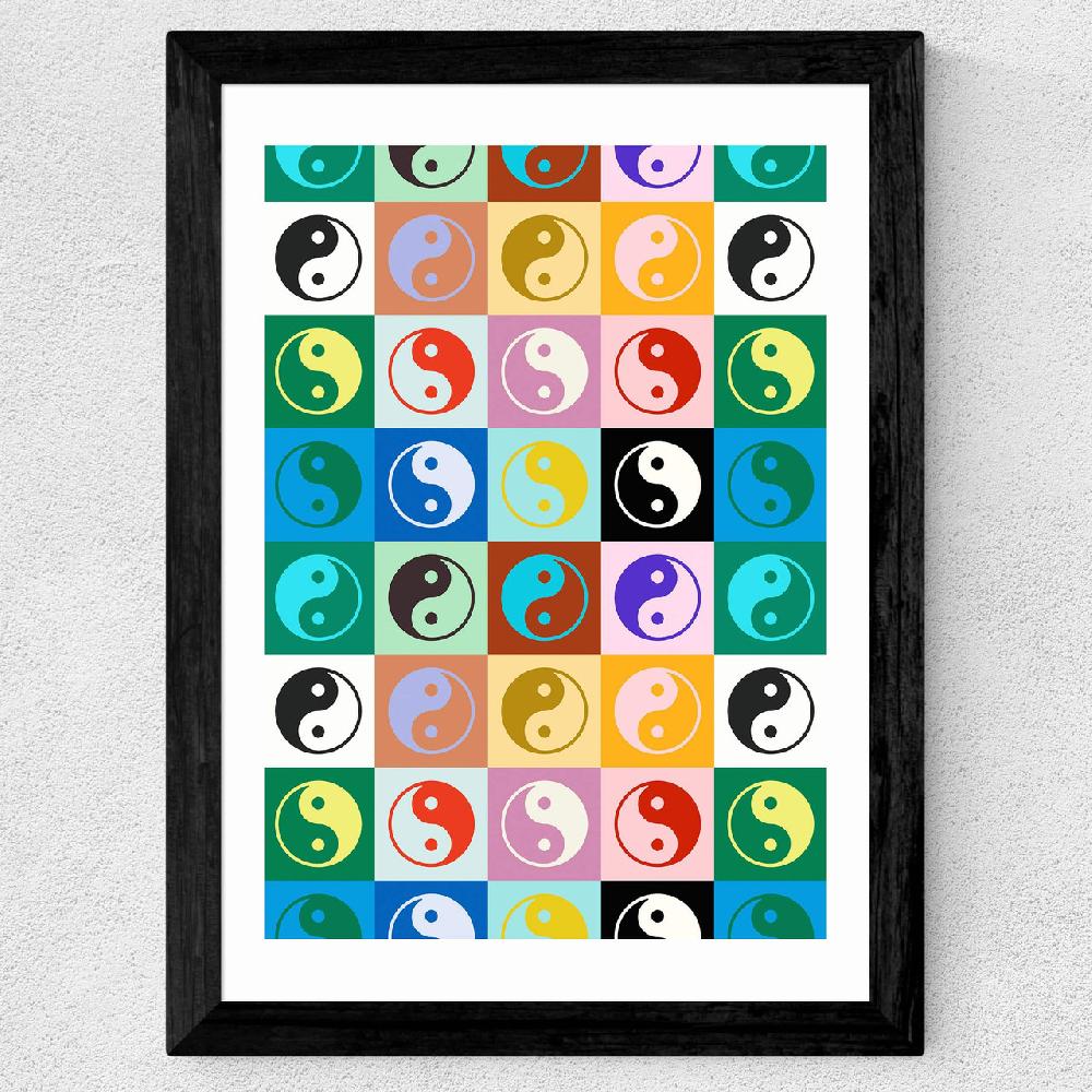 East End Prints Checkered Yin Yang Pattern