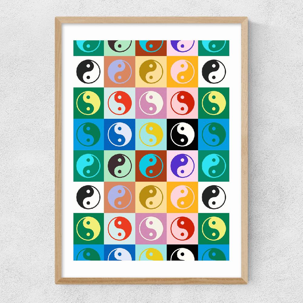 East End Prints Checkered Yin Yang Pattern
