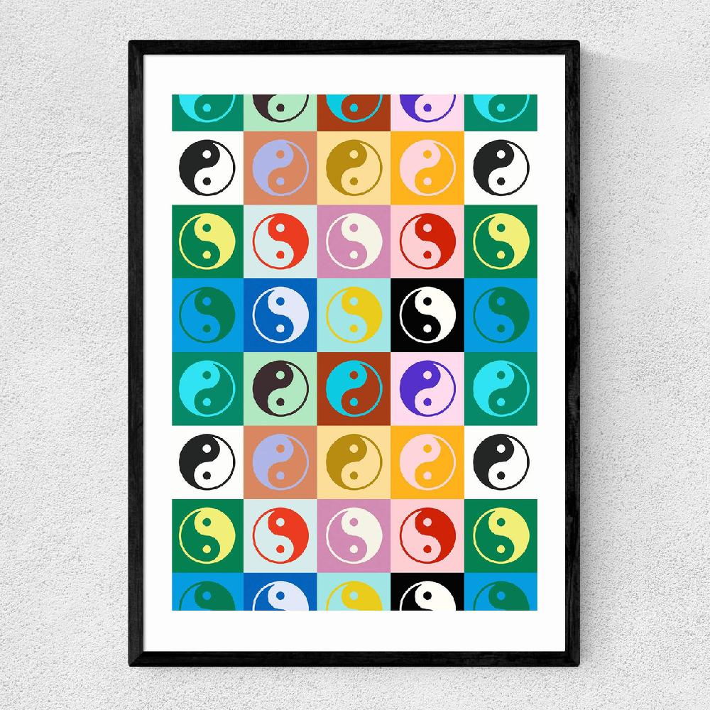 east end prints Checkered Yin Yang Pattern