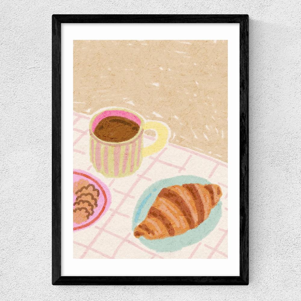 East End Prints Coffee And Croissant Beige Blush