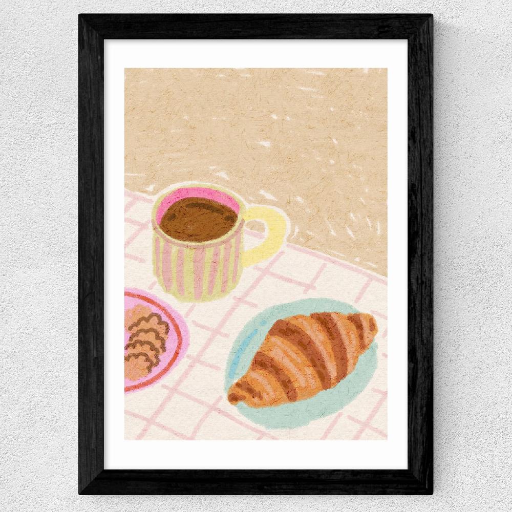East End Prints Coffee And Croissant Beige Blush