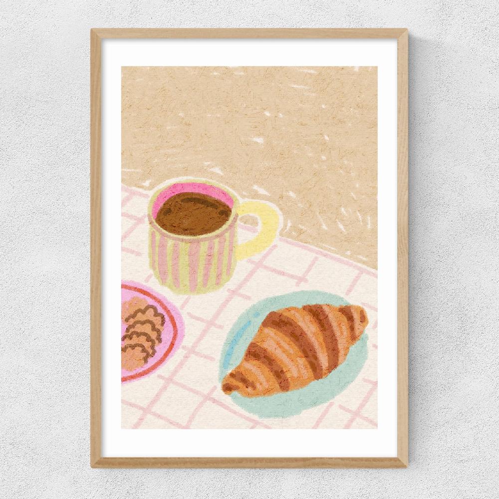 East End Prints Coffee And Croissant Beige Blush