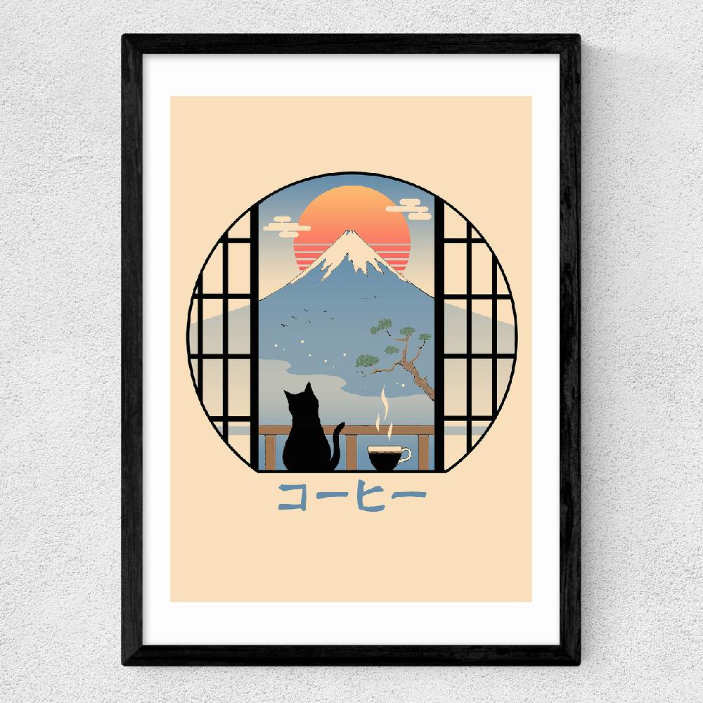 East End Prints Coffee Cat In Mt Fuji