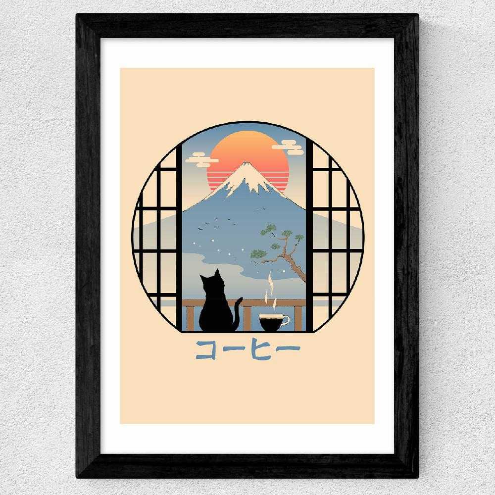 East End Prints Coffee Cat In Mt Fuji