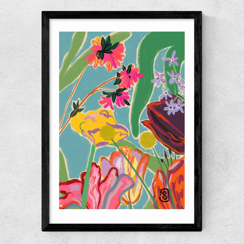 East End Prints Colourful Flowers Meditation