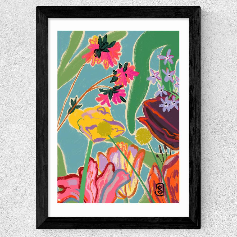 East End Prints Colourful Flowers Meditation