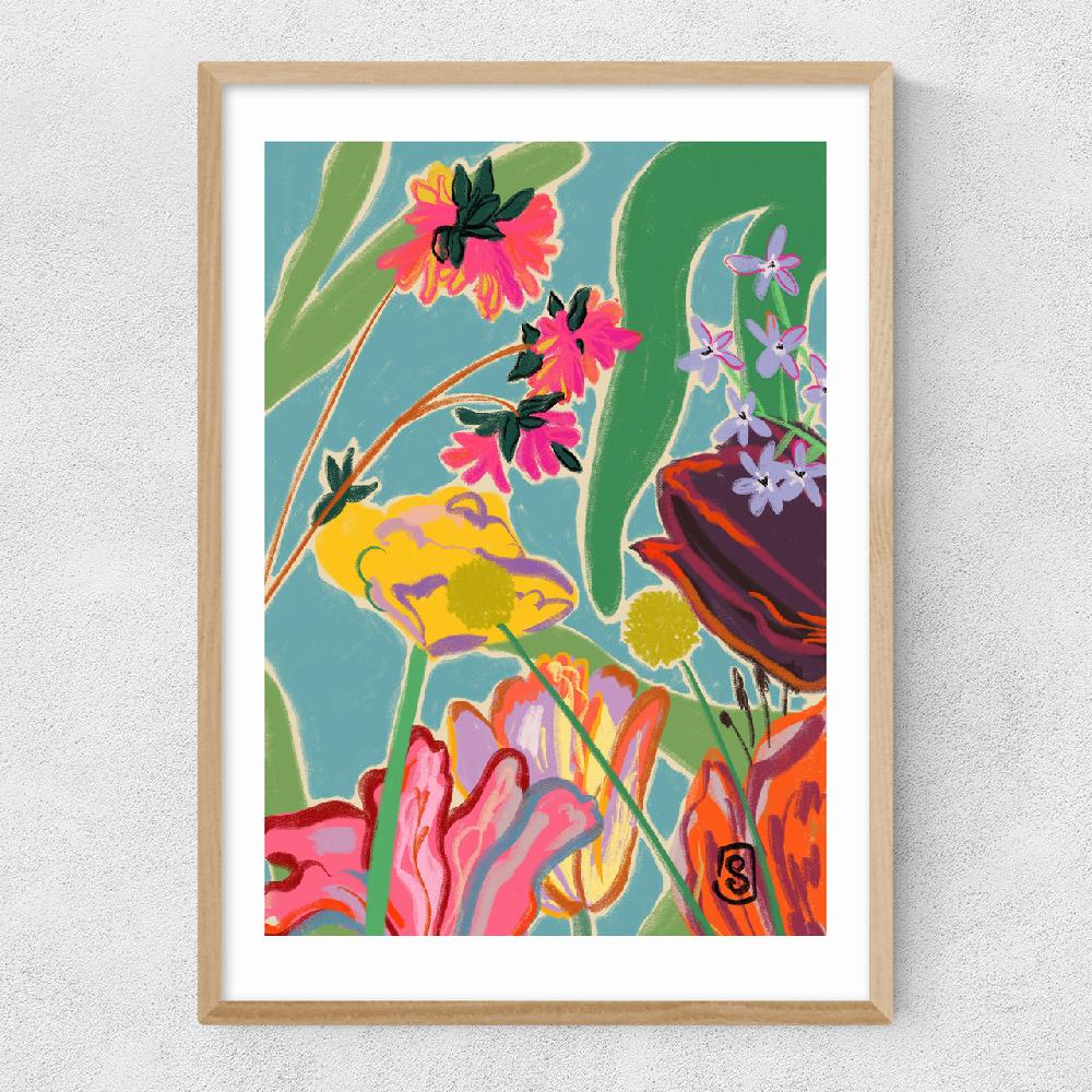 East End Prints Colourful Flowers Meditation