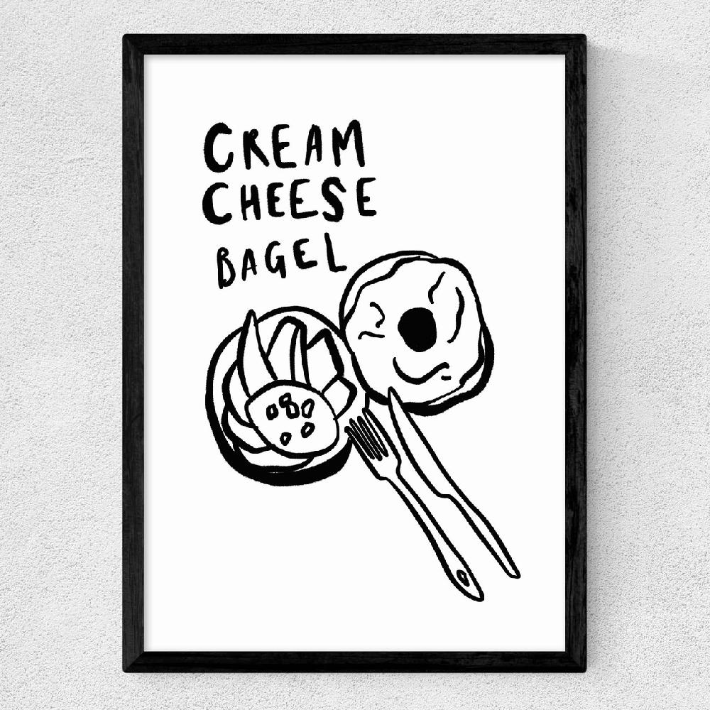 East End Prints Cream Cheese Bagel