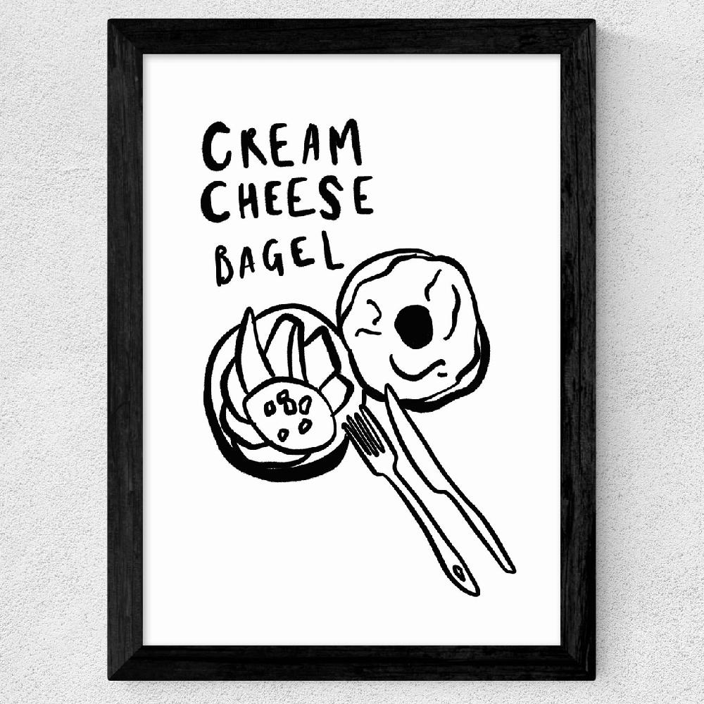 East End Prints Cream Cheese Bagel