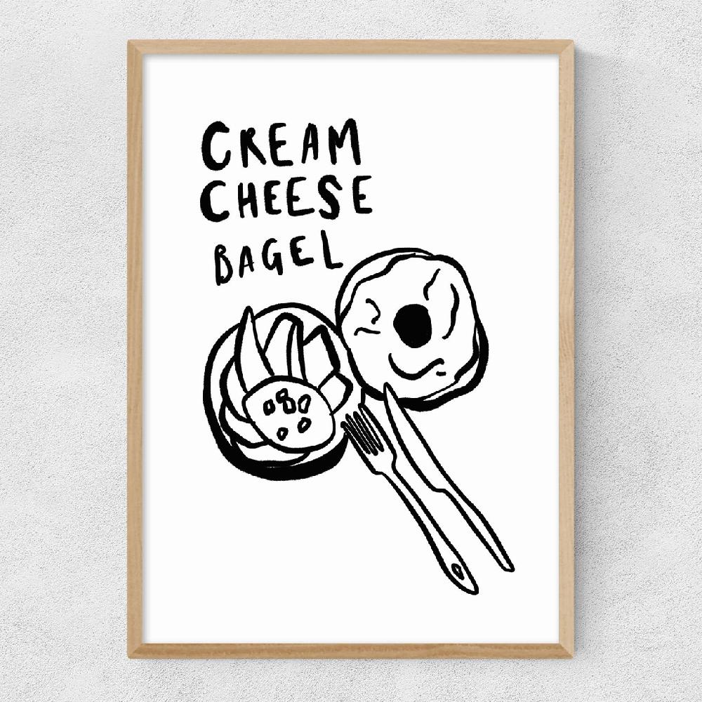 East End Prints Cream Cheese Bagel