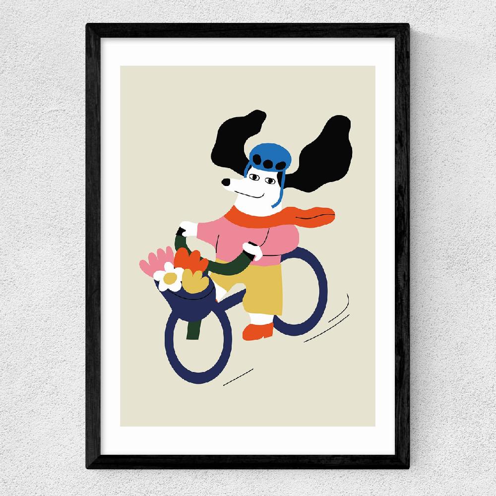 East End Prints Cycling Dog Bicycle
