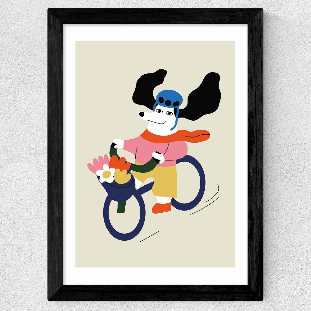 East End Prints Cycling Dog Bicycle