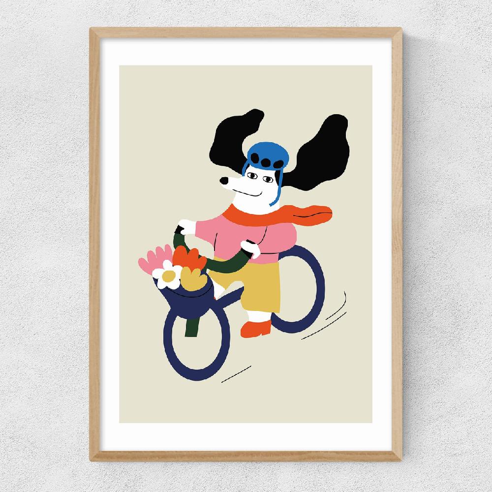 East End Prints Cycling Dog Bicycle