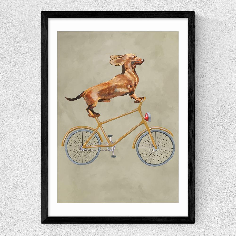 East End Prints Dachshund On Bicycle