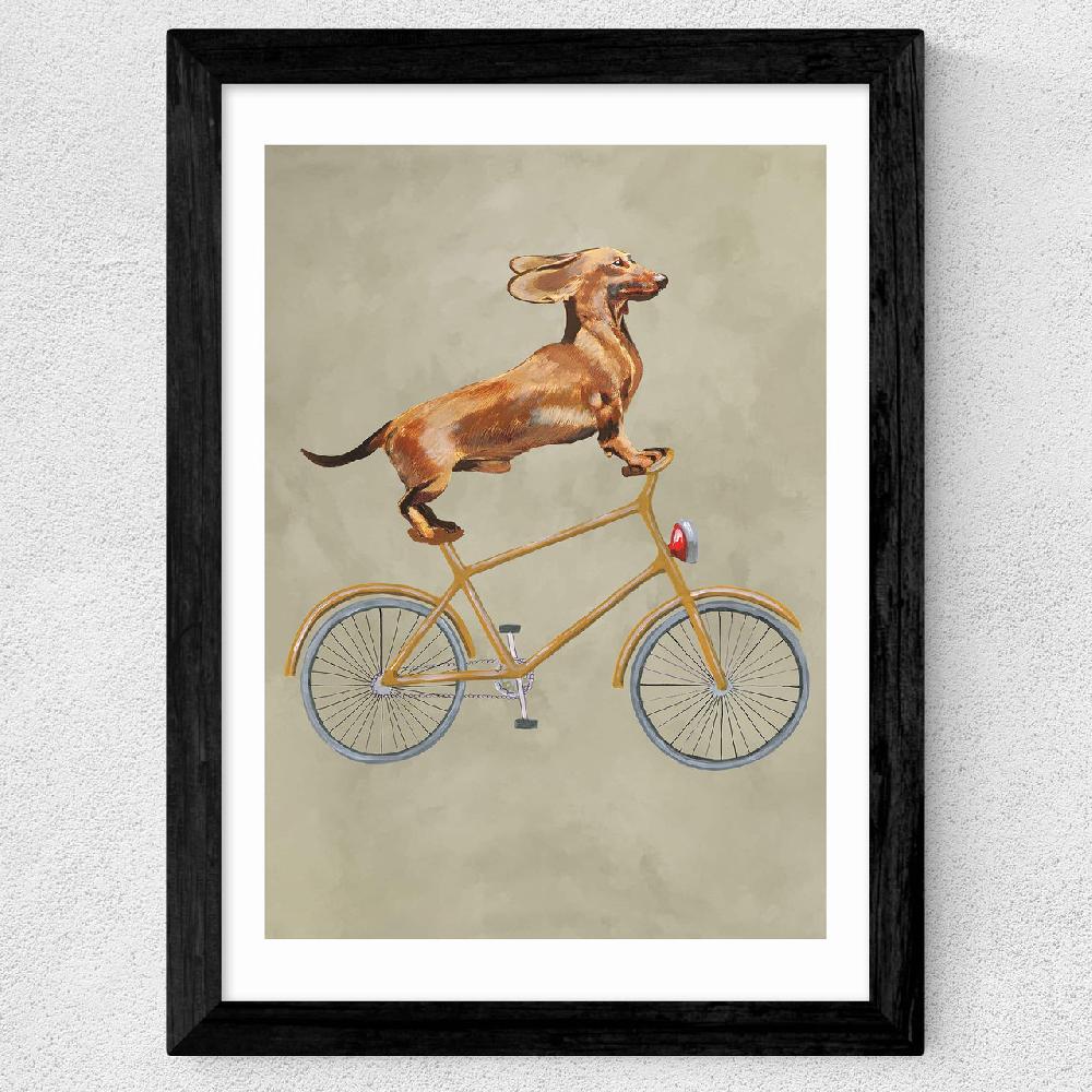 East End Prints Dachshund On Bicycle