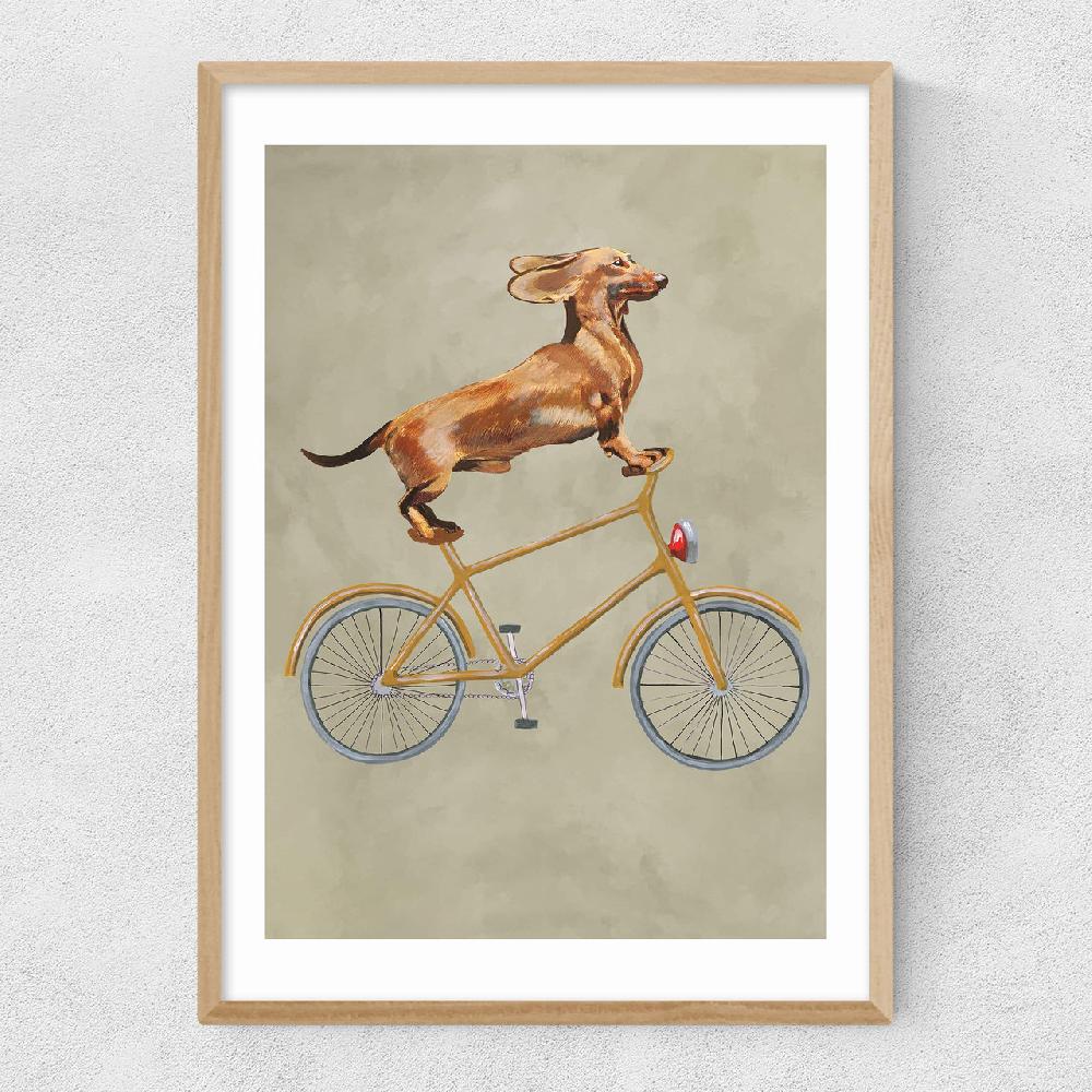 East End Prints Dachshund On Bicycle