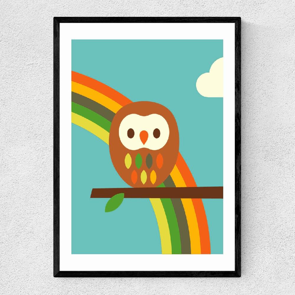 east end prints Dicky Bird - Owl and Rainbow