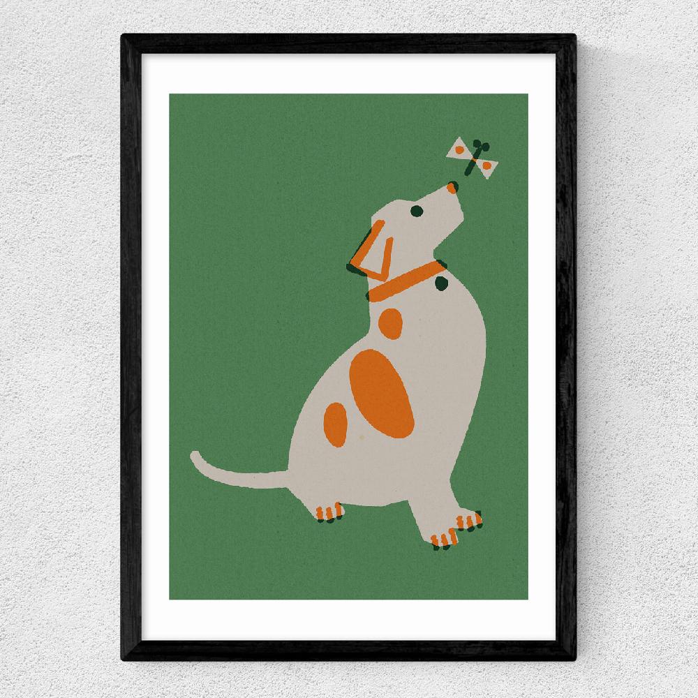 East End Prints Dog And Butterfly