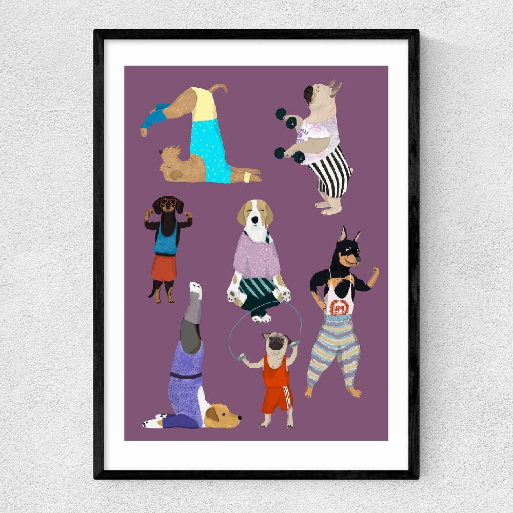 east end prints Dog at the Gym