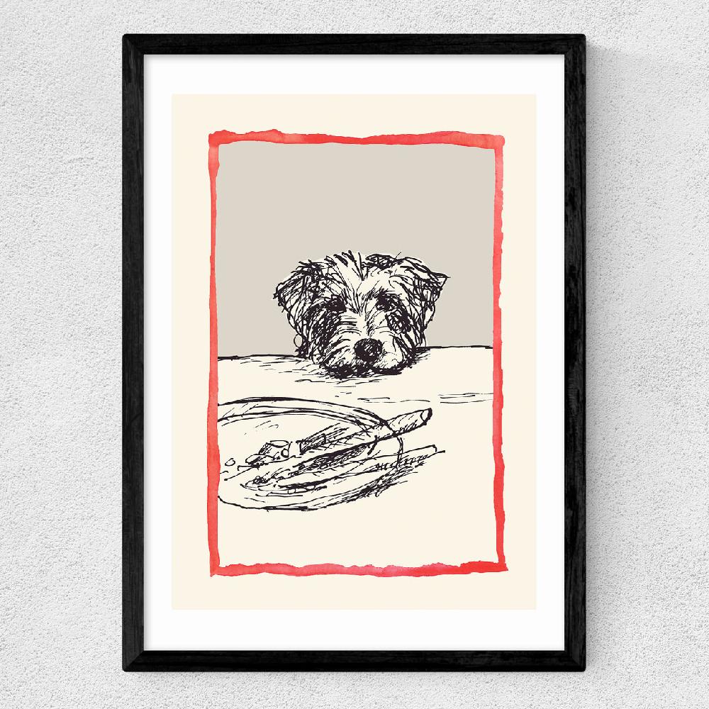 East End Prints Dog With Plate
