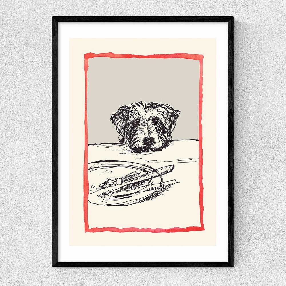 east end prints Dog With Plate