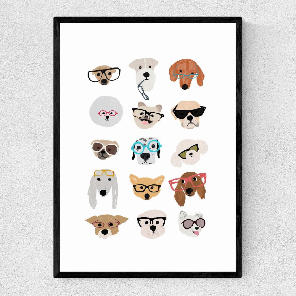 east end prints Dogs in Glasses