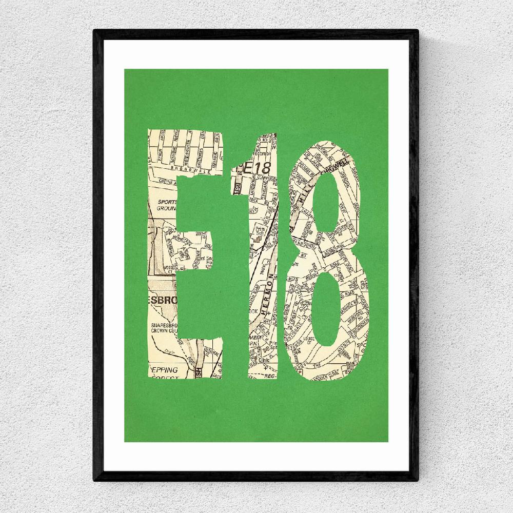 east end prints E18 Postcode Map