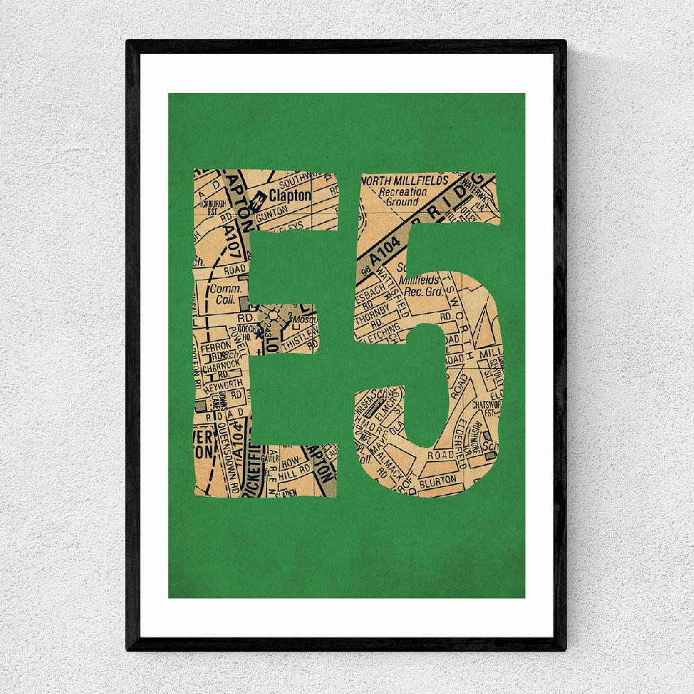 east end prints E5 Postcode Map