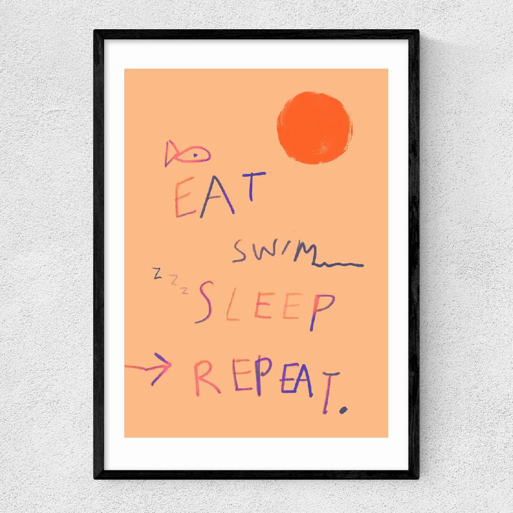 east end prints Eat Swim Sleep Repeat