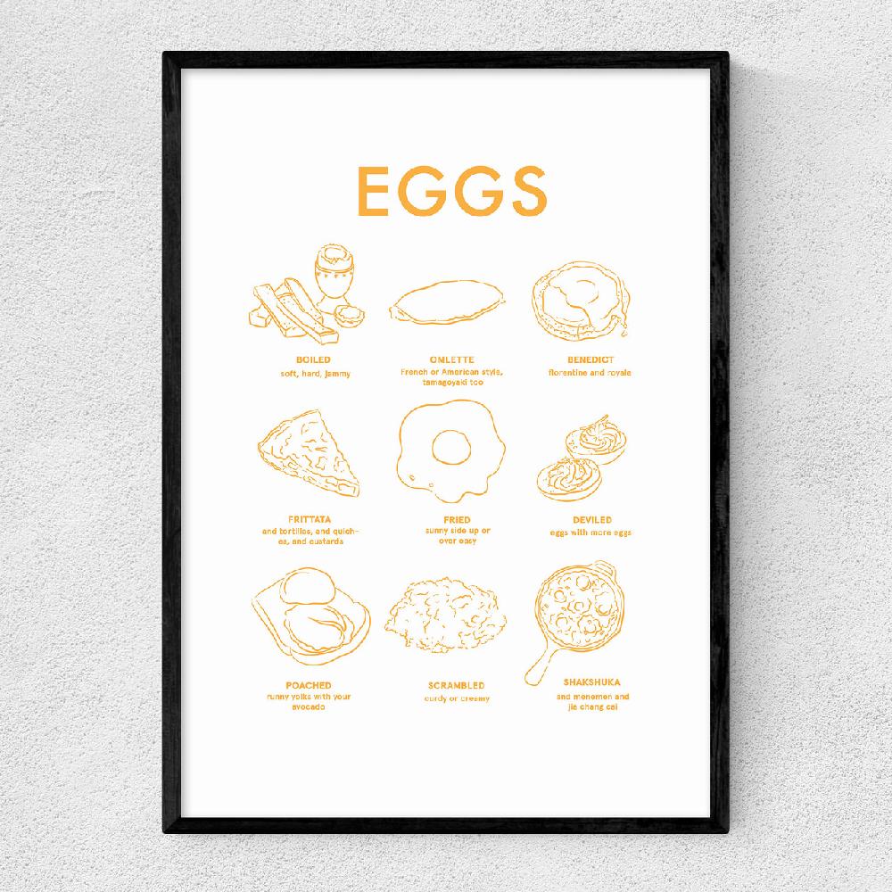 east end prints Eggs (Yellow on White) II