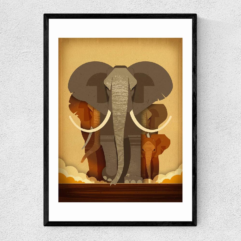 east end prints Elephant Stampede