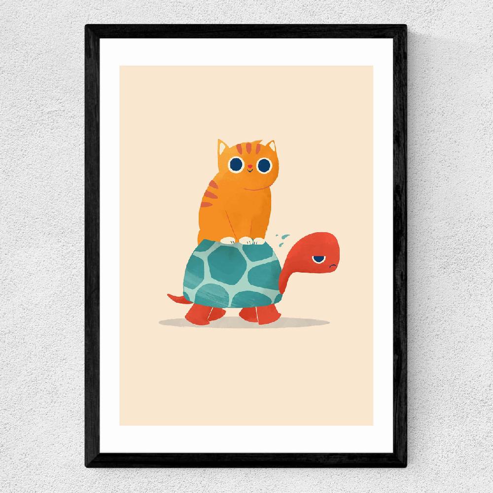 East End Prints Fat Cat Rides A Turtle