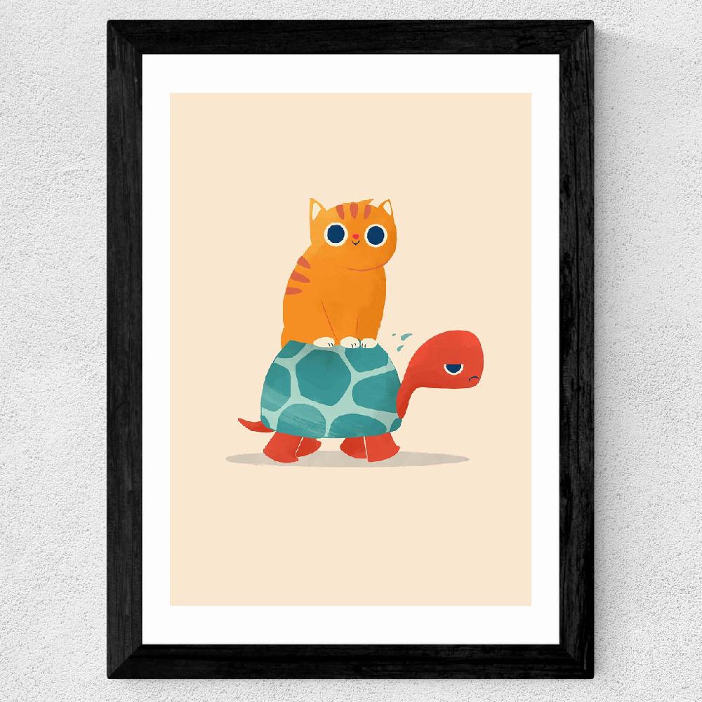 East End Prints Fat Cat Rides A Turtle