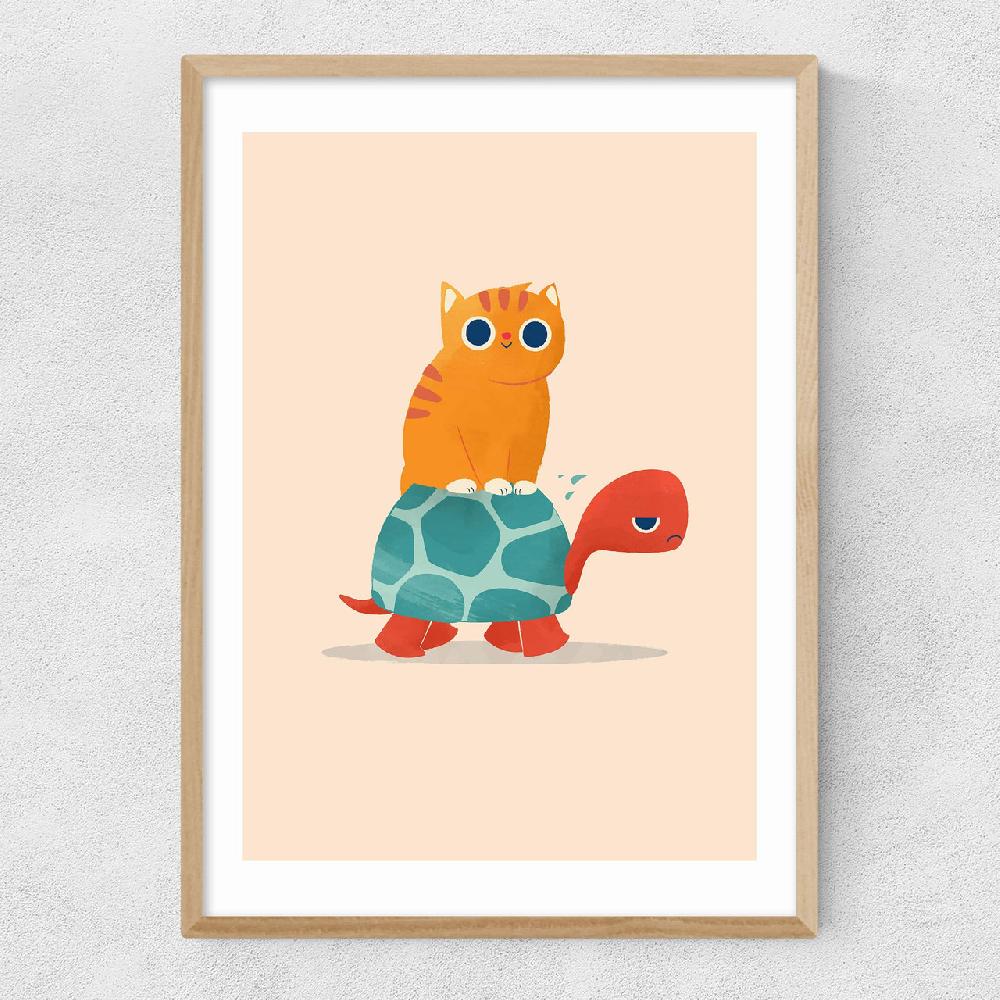 East End Prints Fat Cat Rides A Turtle