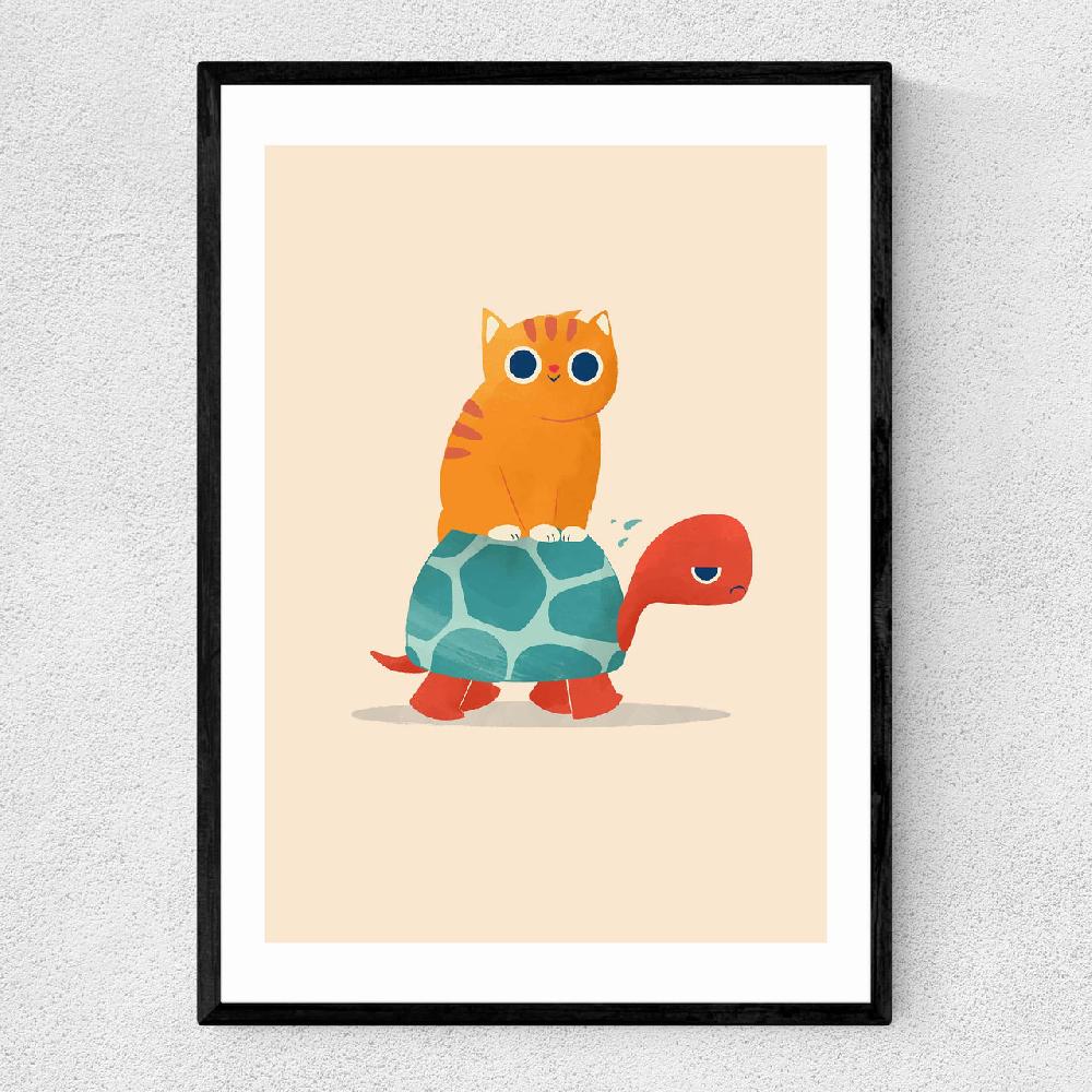 east end prints Fat Cat rides a Turtle