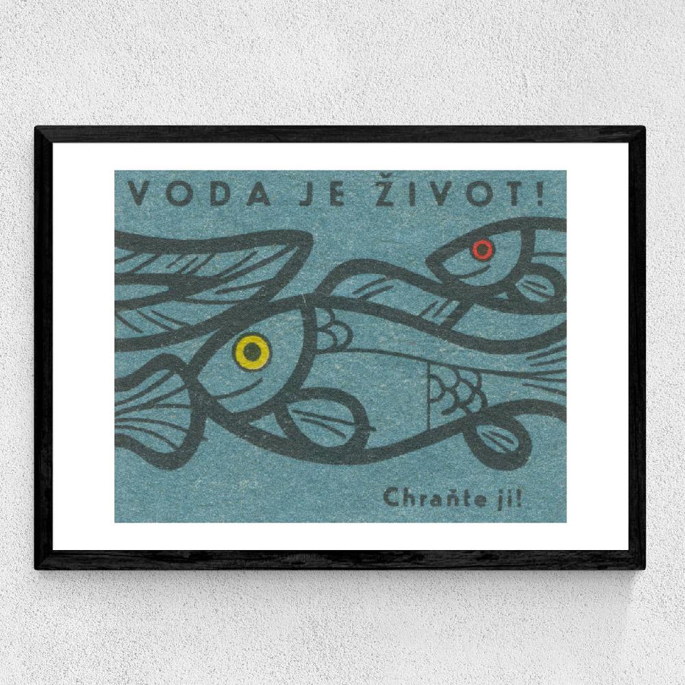 East End Prints Fish Matchbox Label