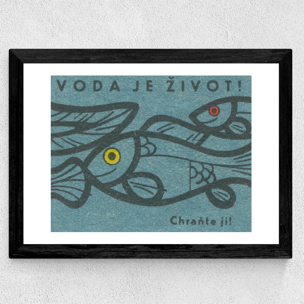 East End Prints Fish Matchbox Label