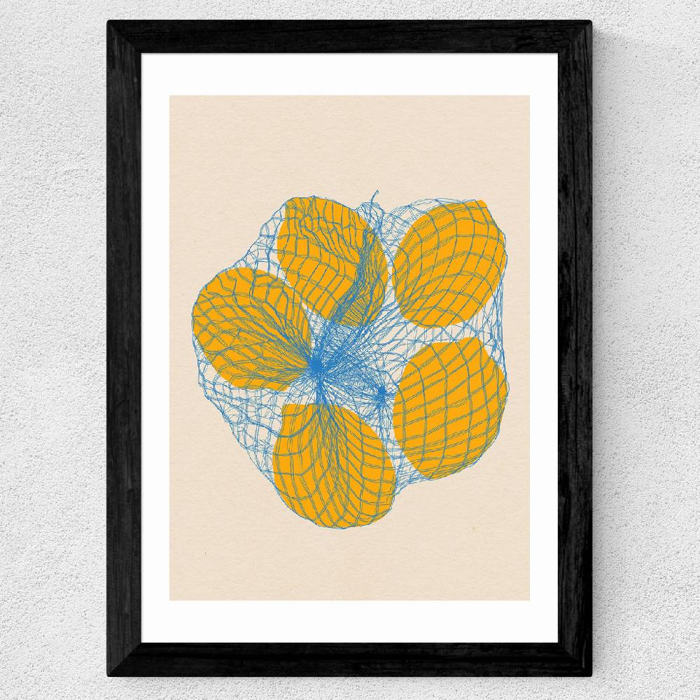 East End Prints Five Lemons In A Net Bag