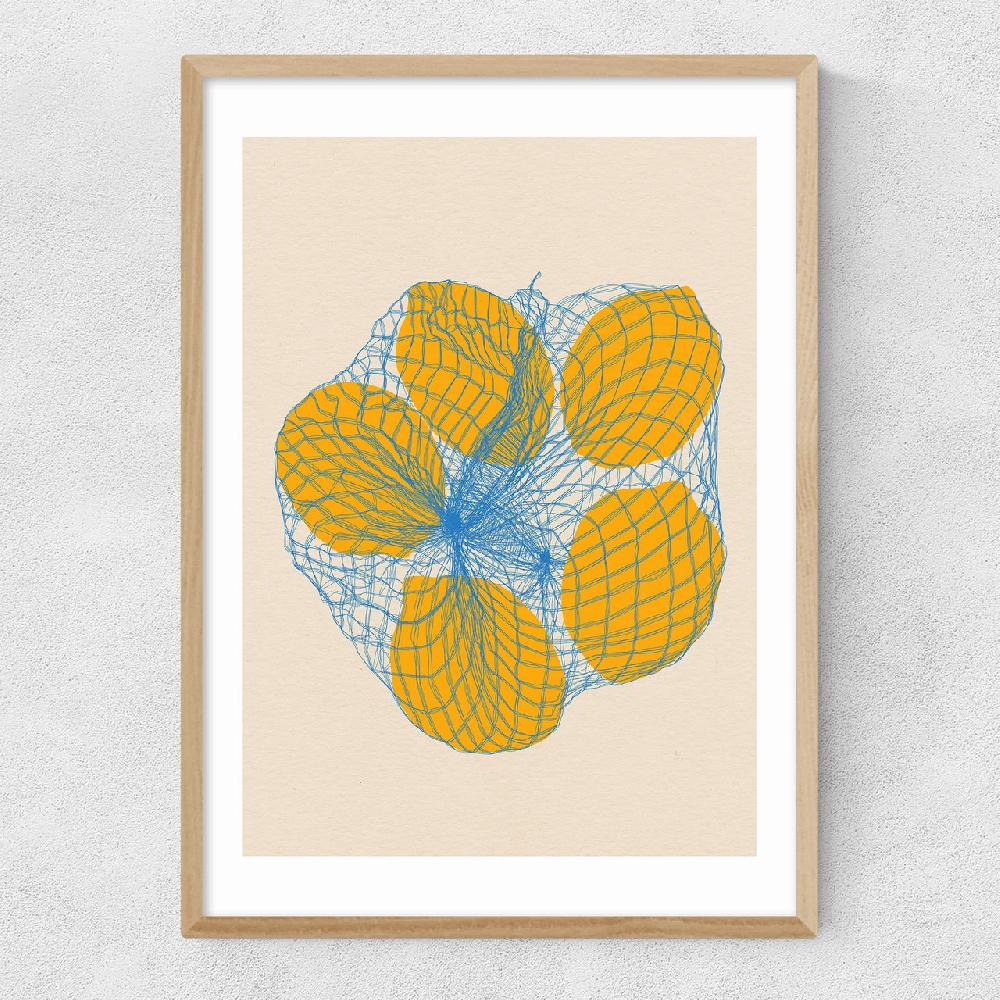 East End Prints Five Lemons In A Net Bag