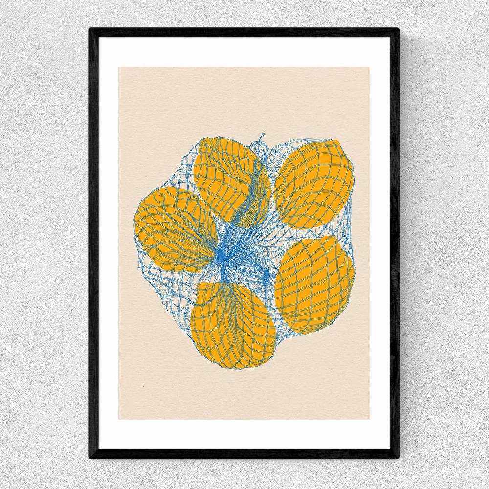 east end prints Five Lemons In A Net Bag