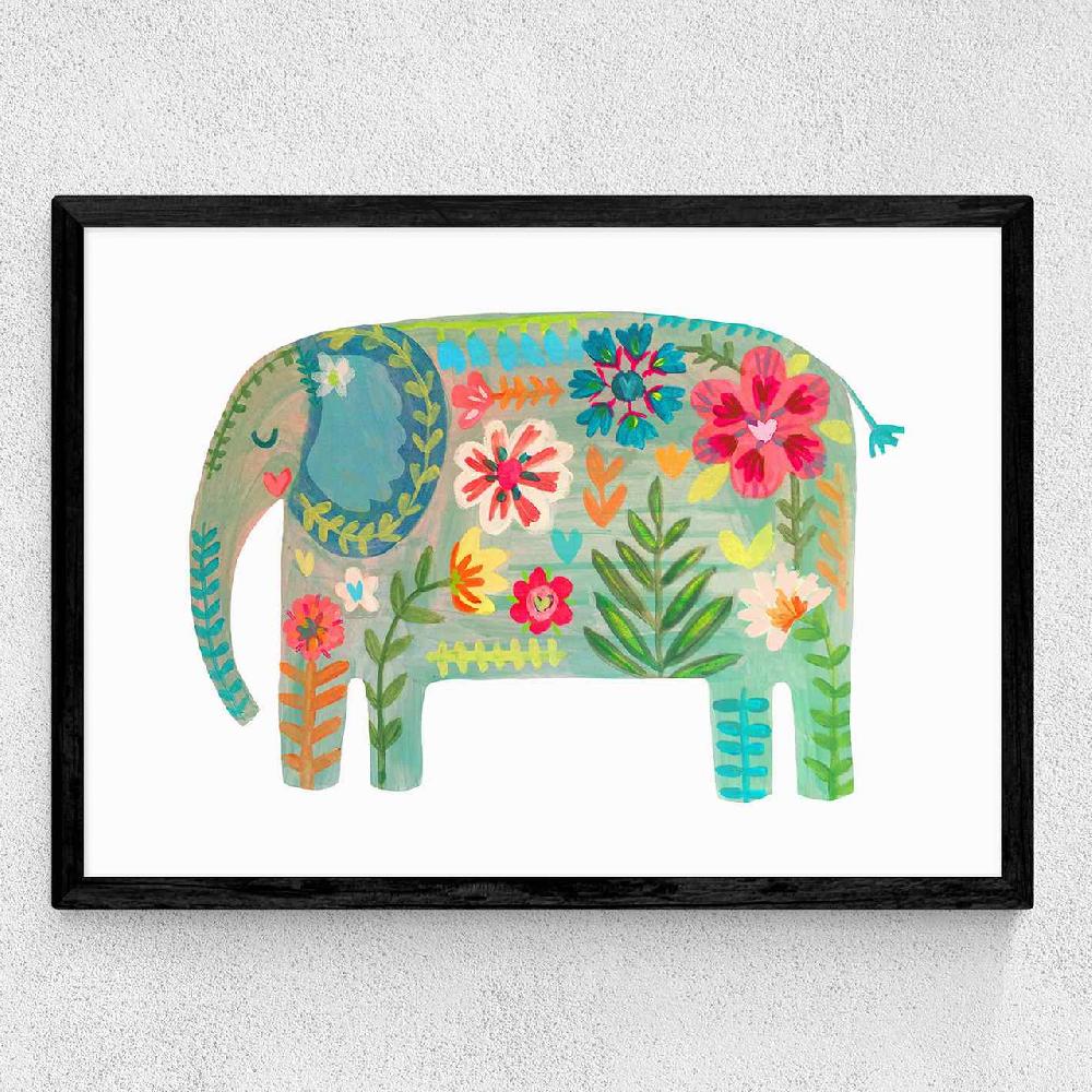 East End Prints Floral Elephant