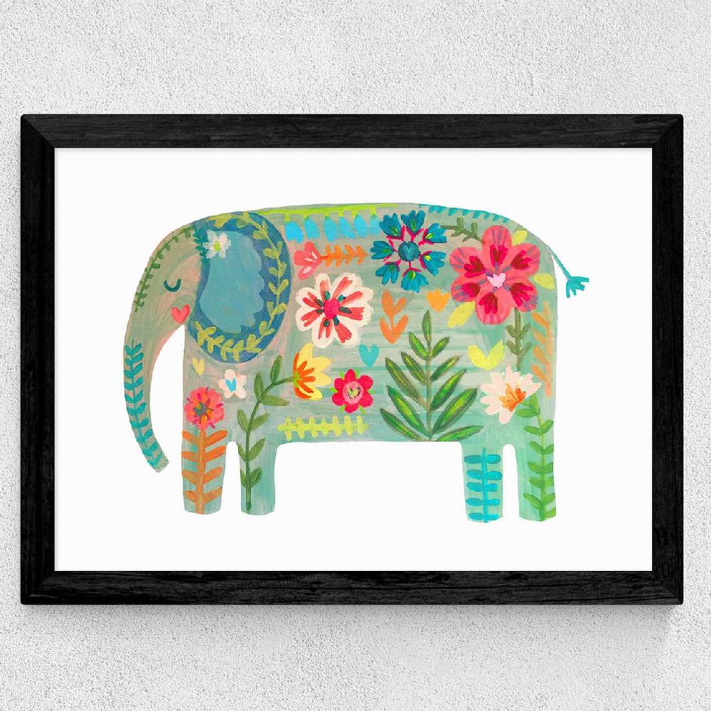 East End Prints Floral Elephant