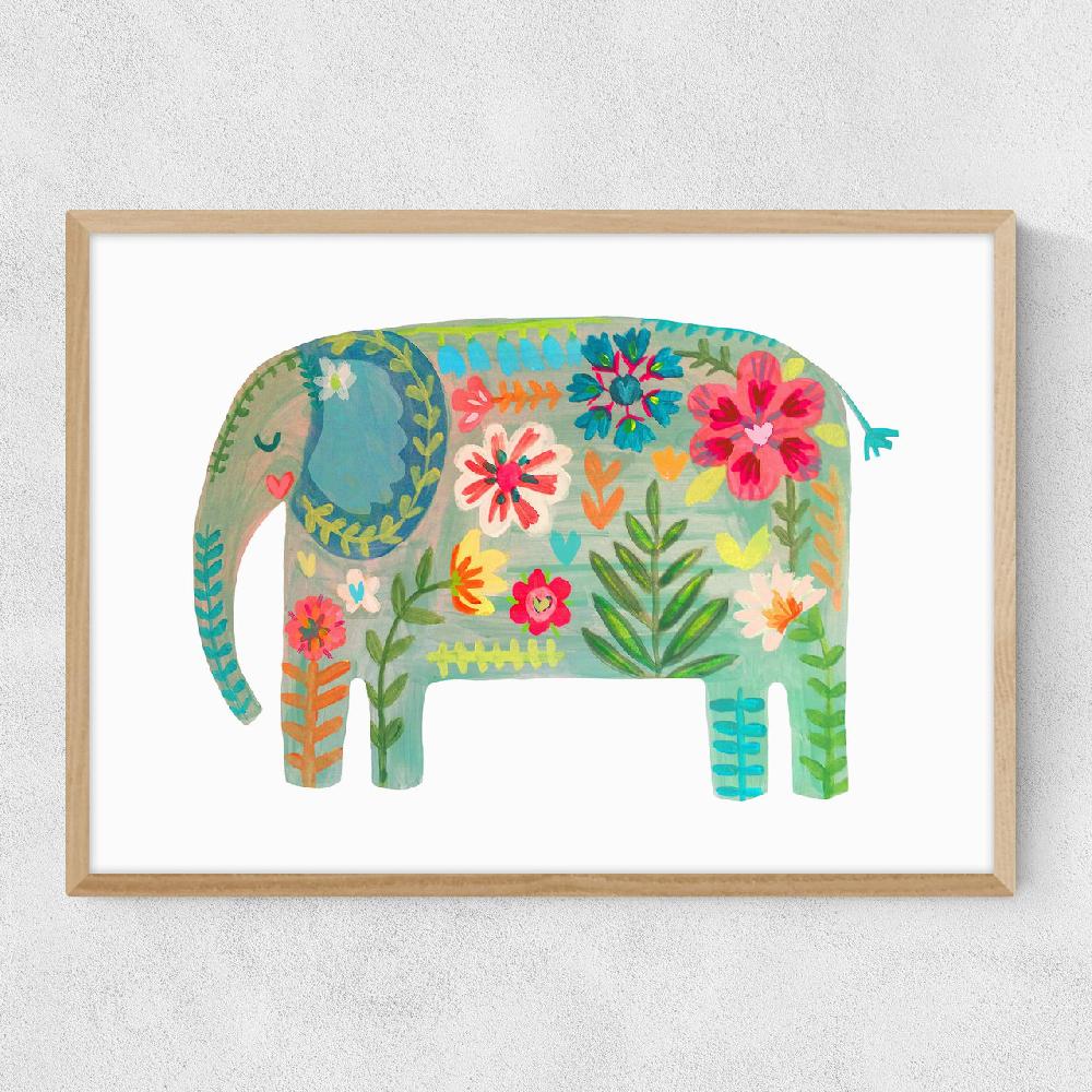 East End Prints Floral Elephant