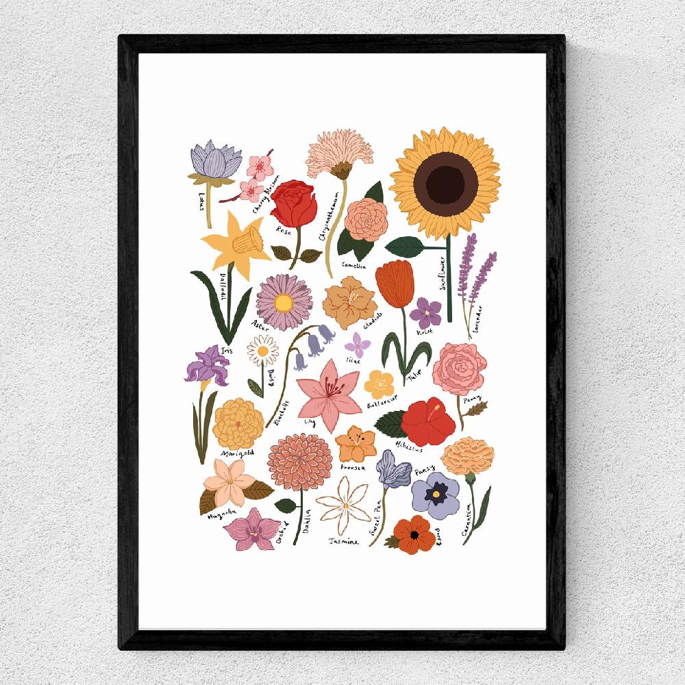 East End Prints Flower Chart White