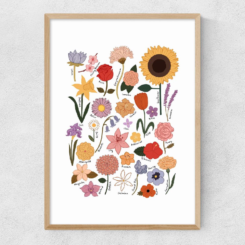 East End Prints Flower Chart White