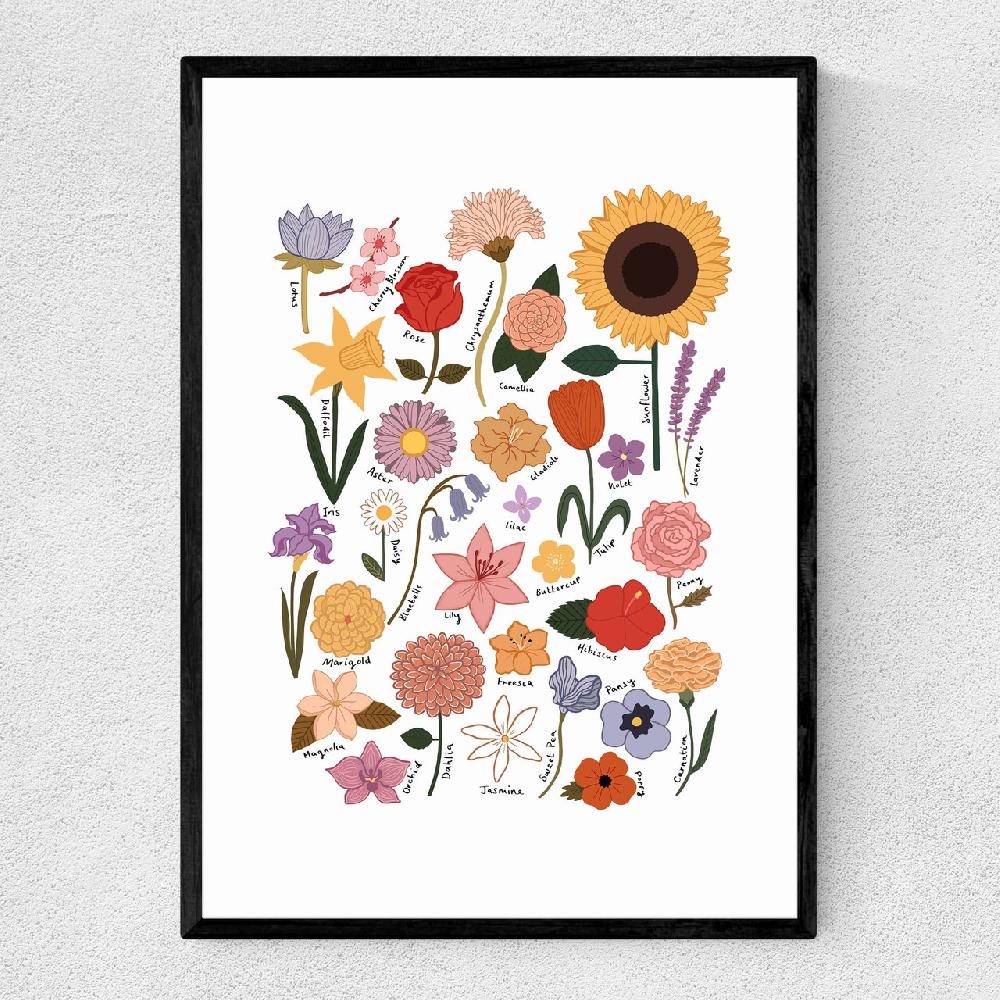 east end prints Flower Chart White