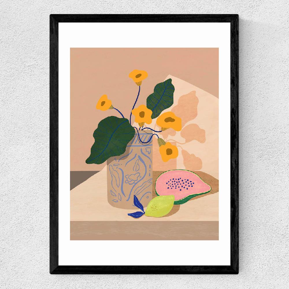 East End Prints Flowers Lemon Papaya