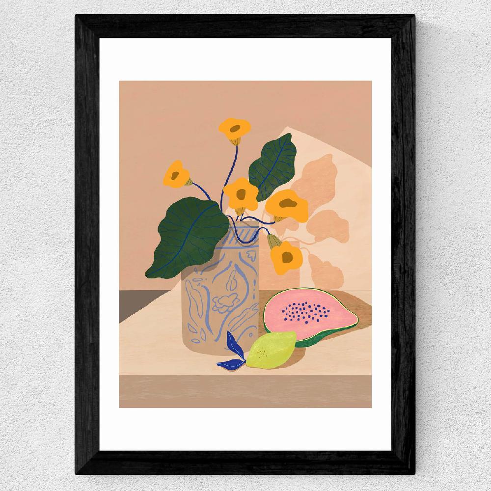 East End Prints Flowers Lemon Papaya