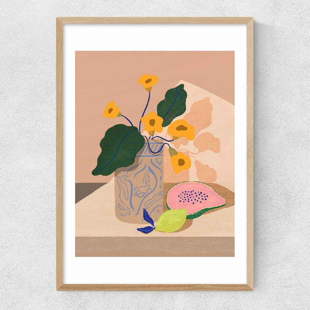 East End Prints Flowers Lemon Papaya